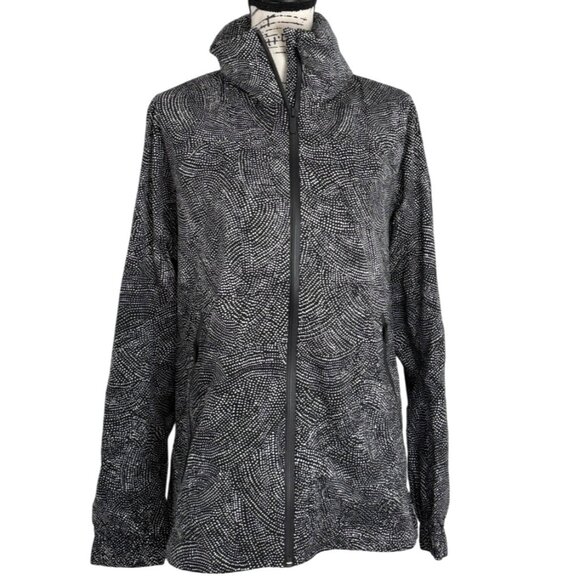 Lululemon Here To Move Jacket Free Spirit Black White Hidden Hood Women Size 12 - Picture 2 of 11